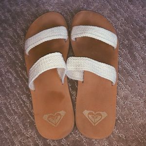 Roxy White Two Strap Sandals